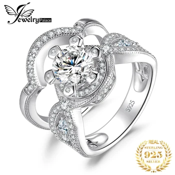 JewelryPalace Crown Infinity 1.3ct кубичен цирконий 925 стерлинги сребърен пасианс сватбен годежен пръстен за жена булчински комплекти