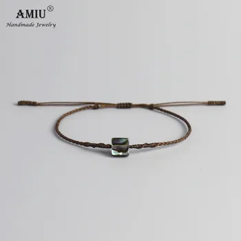 2023 AMIU Ръчно изработени естествени Abalone Shell водоустойчив восъчна нишка ръчно тъкани спирала възел въже гривни за жени мъже мъниста гривни