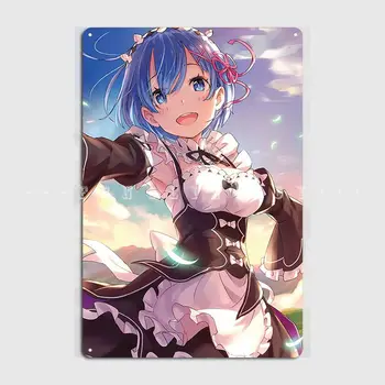 Rem Rezero Метален знак Кино Кухня Начало Персонализирани чинии Калаени плакати