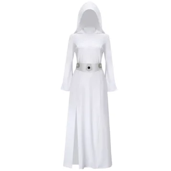 Лея принцеса рокля за жени възрастен чисто бял реколта едно парче рокля колан женски униформа фантазия топка косплей костюм