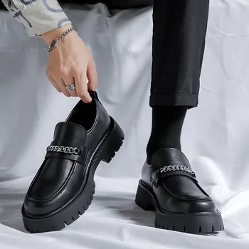Мъжки ботуши Нови високи британски корейски инструментални ботуши All-Match модерни обувки пролет и есен Middle-Top мъжки ботуши рокля обувки
