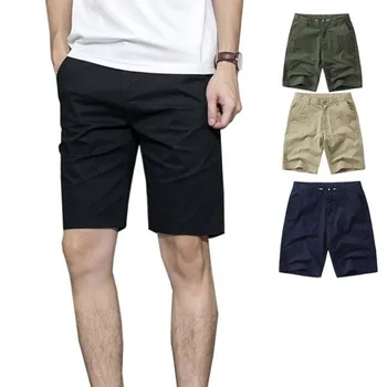 Плюс размер 29-38 мъжки шорти лято случайни официална мода памук Бермуда тънък годни панталони