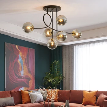 Модерен скандинавски стил дизайн LED полилей за хол спалня трапезария кухня таван висулка лампа стъклена топка E27 светлина