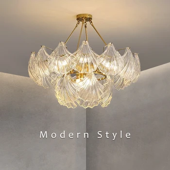LED полилей за хол спалня трапезария кухня таван лампа модерен стил черупка дизайн кристално стъкло висулка светлина