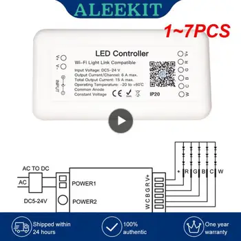 1 ~ 7PCS Tuya Smart LED контролер RGB + CCT контролер 6pin Light Strip контролер DC12-24V Работа с асистент Alexa