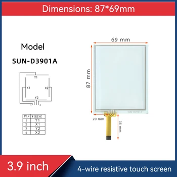 3.9-инчов 4-жичен резистивен сензорен модел SUN-D3901A размер 87 * 69mm сензорен ръкописен екран без доставка