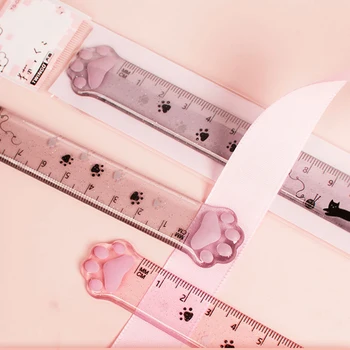 Елън Брук 15 см сладък котка лапа пластмасови прав владетел Kawaii инструменти канцеларски материали карикатура рисунка подарък корейски офис училище измерване