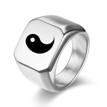 1pc Осемте диаграми Пръстен за човека Ин-ян дизайн лента пръстен мач Ежедневни тоалети Медитация пръстен Перфектен подарък за вашата любов