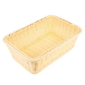 Плетени тъкани кошници за хляб: ратан Правоъгълни кошници с плодове Държач за сервиране на зеленчуци Подреждащи се декоративни плата Купи
