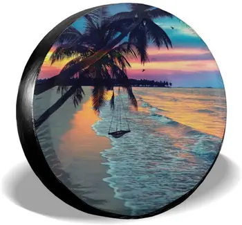 Плажове Sunsset печат резервна гума капак колело капак водоустойчив универсален годни за джип, ремарке, Rv, SUV, кемпер 14 инча