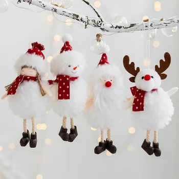 Santa снежен човек лосове сладък плюшени момиче висулка коледно дърво висящи декорация висулка 2024 Честита Нова година подарък за деца Коледа