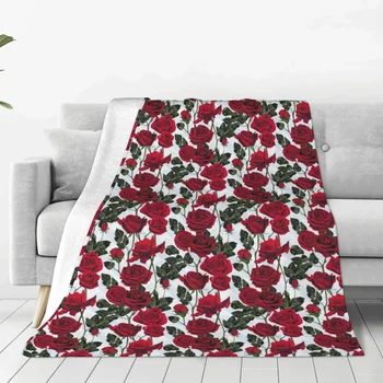 Цвете роза одеяла руно декорация преносим ултра-мек хвърлят одеяло за легло спалня покривка