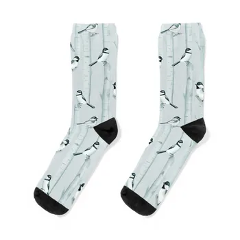 Chickadees and Birch Trees Socks Heating sock new year Детски футбол Мъжки чорапи Luxury Brand Women's