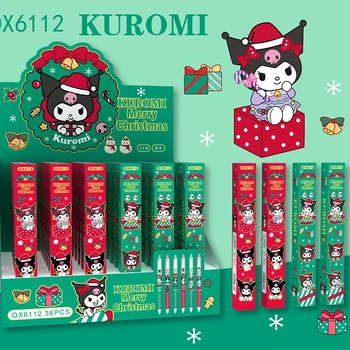 36pcs Нов Sanrio Коледа карикатура Kuromi Press неутрални писалки тайна кутия гладка бързо суха сладък студент канцеларски материали коледни подаръци