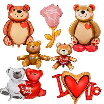 Голяма мечка фолио балон голям размер любов сърце сватбена украса за деца рожден ден парти декор хелий Globos бебе душ