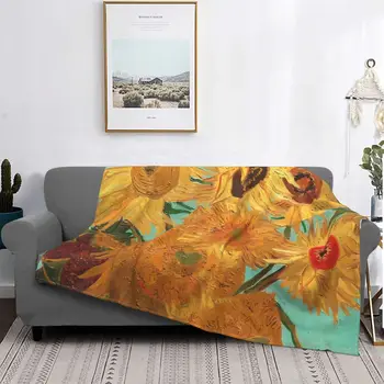 Винсент Ван Гог Дванадесет във ваза одеяло слънчогледово растение руно през целия сезон дишаща тънки хвърлят одеяла за легло килим парче