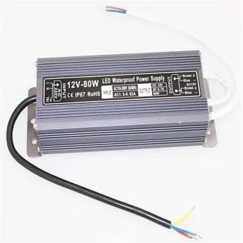 DC12V 80W 6.67A водоустойчив IP67 електронен LED драйвер за външна употреба захранване led лента трансформатори адаптер,Безплатна доставка