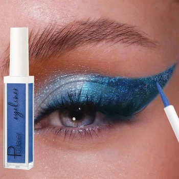 Blue Metallic Eye Liner Liquid Shimmer Eyeshadow 12 цвята Pearlescent Eyeliner Pen Pigment Cosmetics Дълготраен лъскав грим