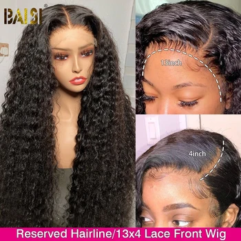 BAISI Loose Deep Wave Frontal Wig Бразилска къдрава дантела Предни перуки за човешка коса за жени 30 инчова дълбока вълна 13x4 дантела предна перука