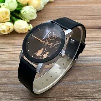 Унисекс двойка ръчен часовник мода кварцов часовник прости цифрови часовници нови кожени мъжки дамски маншет часовник подарък 2024