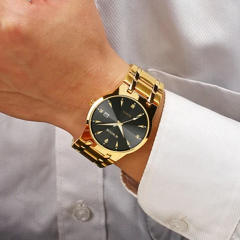 Мъжки часовници Топ марка луксозна WWOOR злато черен бизнес кварцов часовник мъже 2020 Водоустойчив златен мъжки ръчен часовник Мъжки часовници 2020