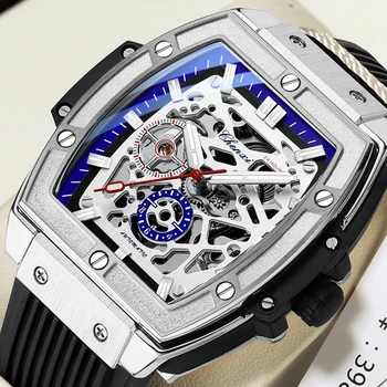 CHENXI Watch Men Black Silicone Sports Watches Luxury Tourbillon Skeleton Automatic Mechanical Wristwatches Men Reloj Hombre