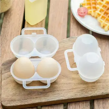 2 решетка яйце пластмасова кутия за съхранение контейнер преносим държач за яйца за открит къмпинг пикник яйца кутия случай кухня хладилник кутия за съхранение
