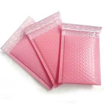 Bubble Mailers Малки пликове Изпращане на подплатени чанти Доставка Розова пластмасова торбичка Mailer пакет за водоустойчиви поли риза торбички