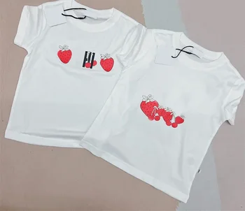 Kids Boy Girls Cartoon Strawberry Pattern Printed Cool Shirt Summer Short Shirts Tops Tee T-shirt Baby Shirt