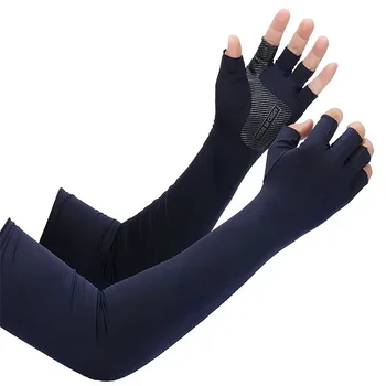 Dropship 2бр Спортни ръкави за ръце Колоездене Бягане Риболов Катерене Arm Cover Sun UV защита Ice Cool ръкави с 5-пръстов маншет