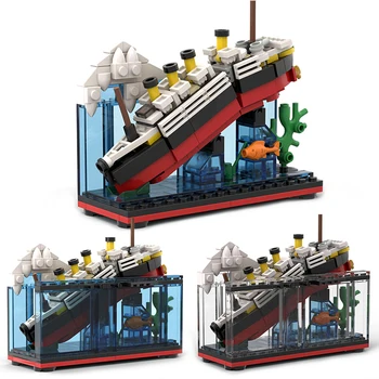 Градски филм Титаник пробив наполовина RMS круиз потънали строителни блокове MOC кораб лодка 3D пластмасов модел Steamboat морска сцена детски играчки