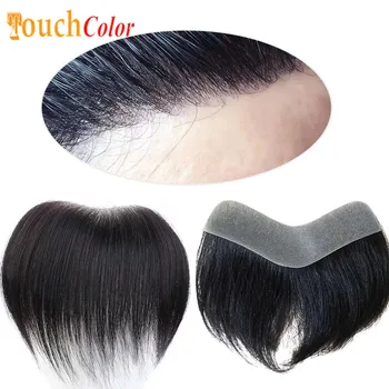 Black Thin Skin Men Toupee Чело Мъжка перука Front Toupee Vloop Natural Hairline Human Hair Remy Male Wig Replacement System