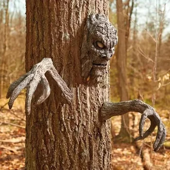 Нова кора призрак лицето функции декорация Greenman дърво скулптура смола градина на открито творчески подпори