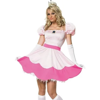 карнавал Хелоуин дама праскова принцеса кралица костюм рожден ден парти розова рокля облекло косплей фантазия парти рокля