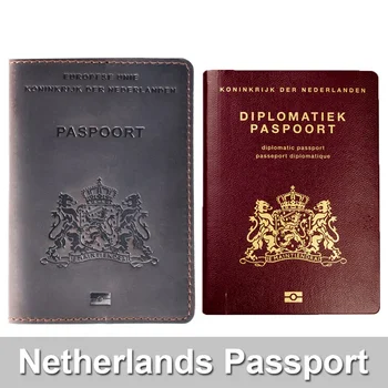 100% покритие за паспорт от естествена кожа за Холандия Холандски притежател на кредитна карта Холандия паспорт случай Travel Wallet