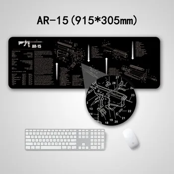 Голям размер пистолет разбивка мишка клавиатура подложка неопрен каучук с горната тъкан игра мат таблица покритие домашен офис против хлъзгане подложка за мишка