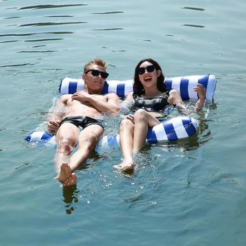 Двойна флоатна вода хамак с регулируема облегалка сгъваем плосък въздушен матрак PVC летен плувен басейн постелки спално легло шезлонг