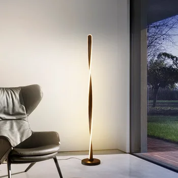 2023 Модерна дистанционно затъмняваща подова лампа за хол спалня декор алуминиева акрилна спирална форма LED вътрешно осветление