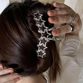 Fashion Hollow Star Pentagram Love Heart Hair Claws Sweet Cool Charm Trend Щипка за коса за жени Естетика Y2K аксесоари за коса