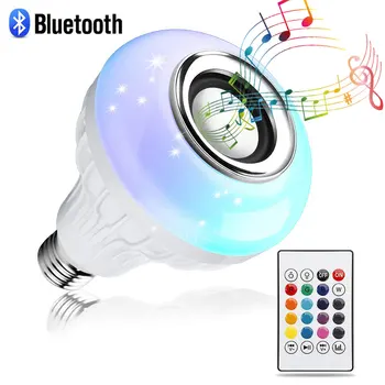 85-265V 12W E27 Bluetooth високоговорител музикална крушка дистанционно управление RGB крушка за спалня Начало декор цвят промяна RGB лампа
