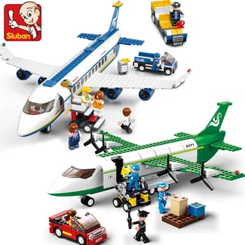 City Cargo Aircraft Самолет за съхранение Летище Airbus Airplane Avion Технически творчески градивни блокове Образователни играчки за деца