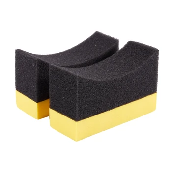 2x контурни авто колела четка гъба инструменти апликатор специално за гуми Hub почистване превръзка кола кола маска полиране жълто + черно