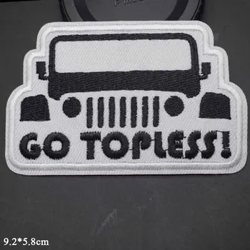 Lovely Go Topless Jeep Car Truck Iron On Embroidered Clothes Patches For Girl Woman Clothing Stickers Garment Wholesale
