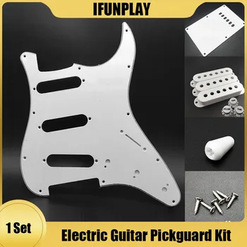 11 дупка ST електрическа китара Pickguard SSS 48/50/52mm единична намотка пикап капаци с 2T1V китара копче 5 начин превключвател съвет китара комплект