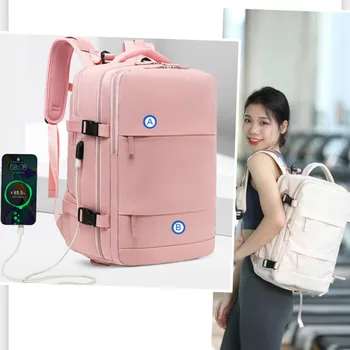 Жени Многофункционална раница за пътуване Бизнес мода USB такса Голяма външна училищна раница Независима чанта за лаптоп за обувки 2023