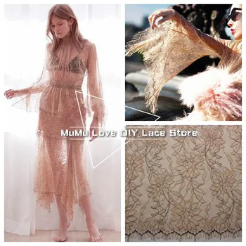 3M/Lot Двуцветни дантелени тъкани за мигли 150CM Diy Craft Висококачествена вечерна рокля Аксесоари за дрехи за мигли M0109
