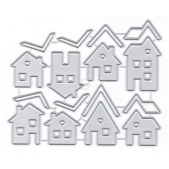 DzIxY Неправилни къщи Метални режещи щанци за изработване на карти Щамповане на хартия Щанцови разфасовки Комплекти Албум Занаяти 2023 Нови шаблони Шаблони