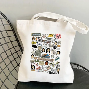 2022 Купувач тегли жени Гилмор момичета отпечатани голяма пазарска чанта жени Harajuku купувач чанта рамо пазарска чанта дама платно чанта