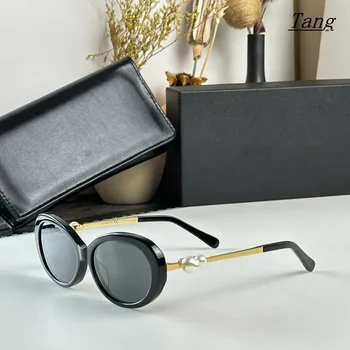 2023 Марка слънчеви очила Дамски овални слънчеви очила Дамска мода Популярни ретро очила Дамски бели черни очила UV400