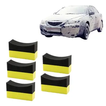  Гъба за превръзка на гуми Превозно средство за автомобилни превозни средства Професионален апликатор за превръзка на гуми за гуми Извит инструмент за почистване на пяна 5PCS Автомобилна кола